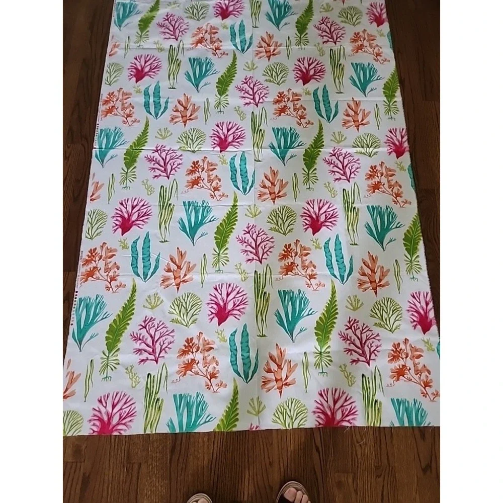 2‎ yds CORAL MOD SHELLS Beach Waverly Inspirations Fabric Cotton Duck Home Decor